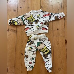 Zara kids toddler size 4/5 Snoopy baseball sweatsuit set